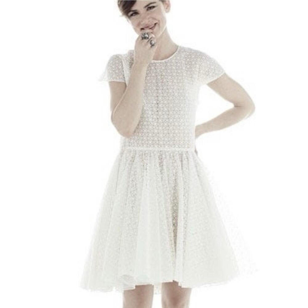Giambattista Valli RESORT 2014 Off White Cotton Silk Blend Mini Dress Size XS